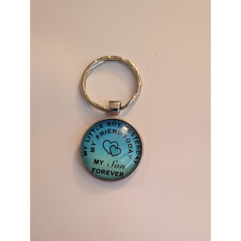 My Little Boy My Friend Today My Son Forever Keychain Silver Tone‎ Blue Heart